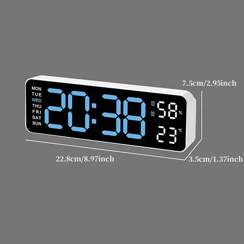 LED Digital Large Display Wall Desk Alarm Clock With Calendar Temperature Date** gallery
