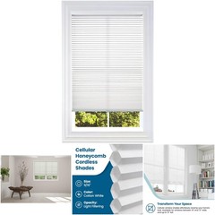 1 Pack Cellular Honeycomb Shade Light Filtering White 35′ W x 72′ H