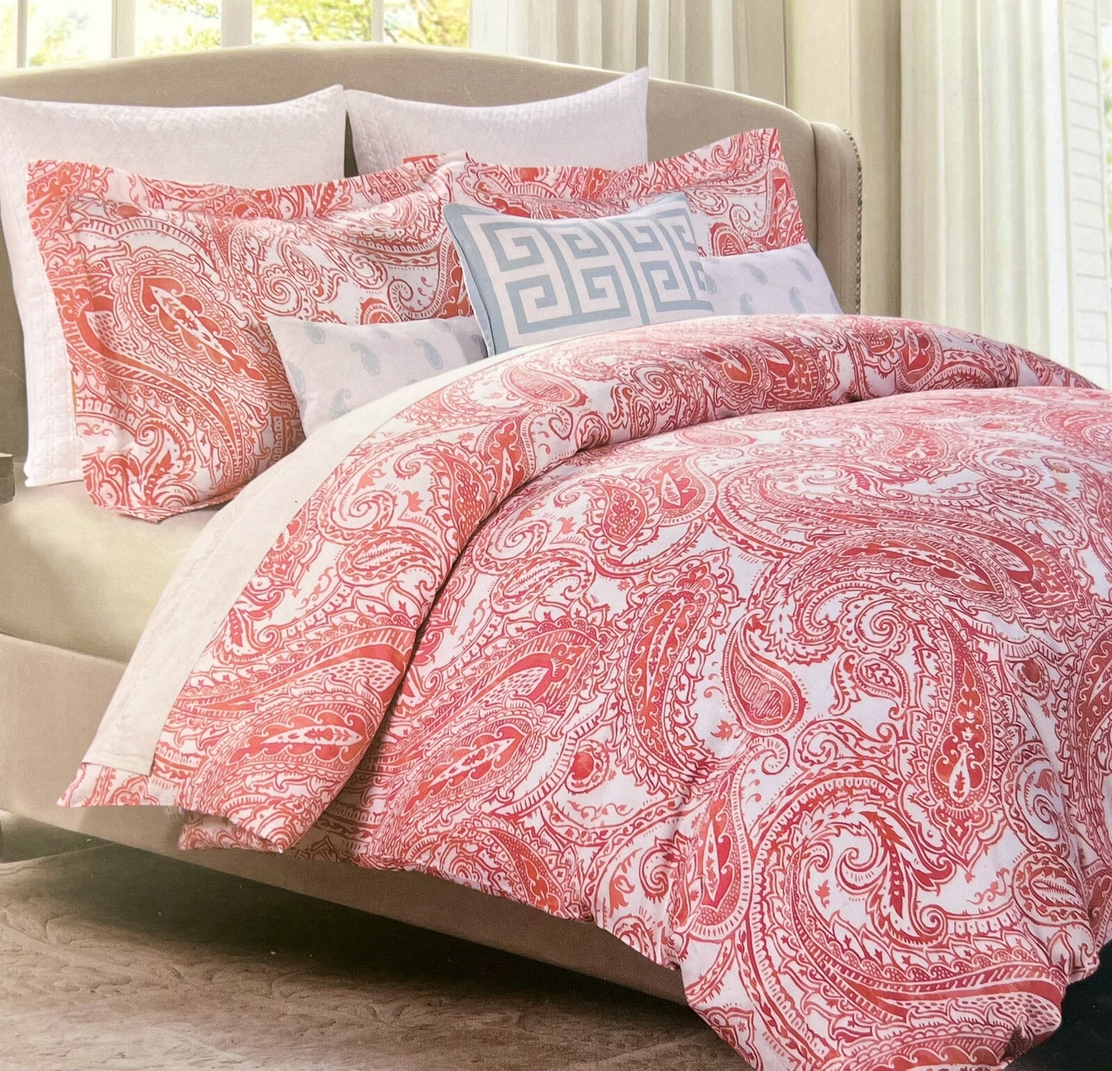 MAX STUDIO ORANGE PAISLEY COTTON KING DUVET COVER SET W/ SHAMS gallery