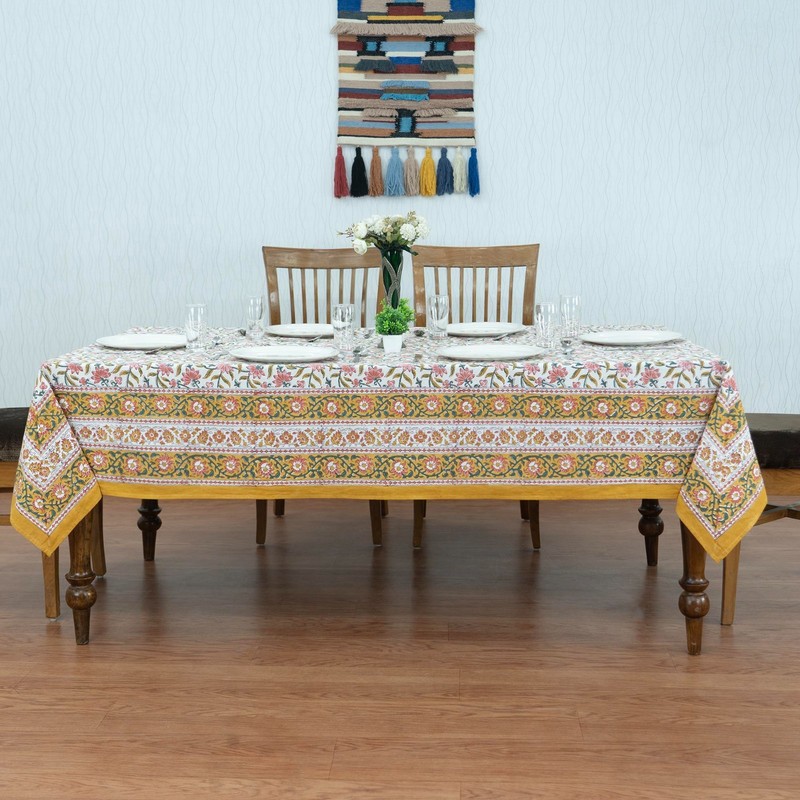 Hand Block Printed Tablecloth, Wedding Gift, Use for Dining Table Decor gallery