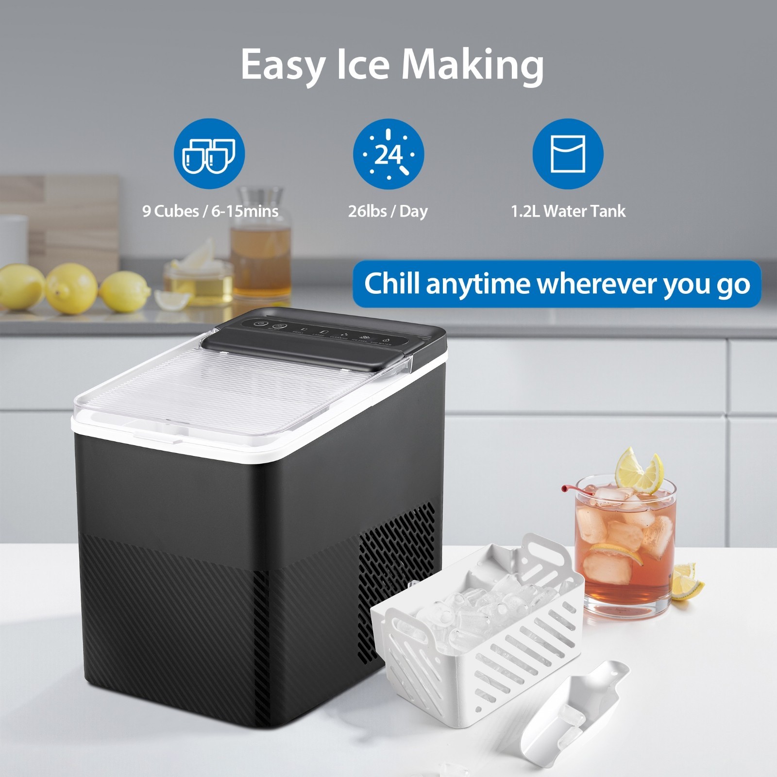 Mainstays Portable Countertop Ice Maker 26 lbs No Plumbing Required Machine gallery