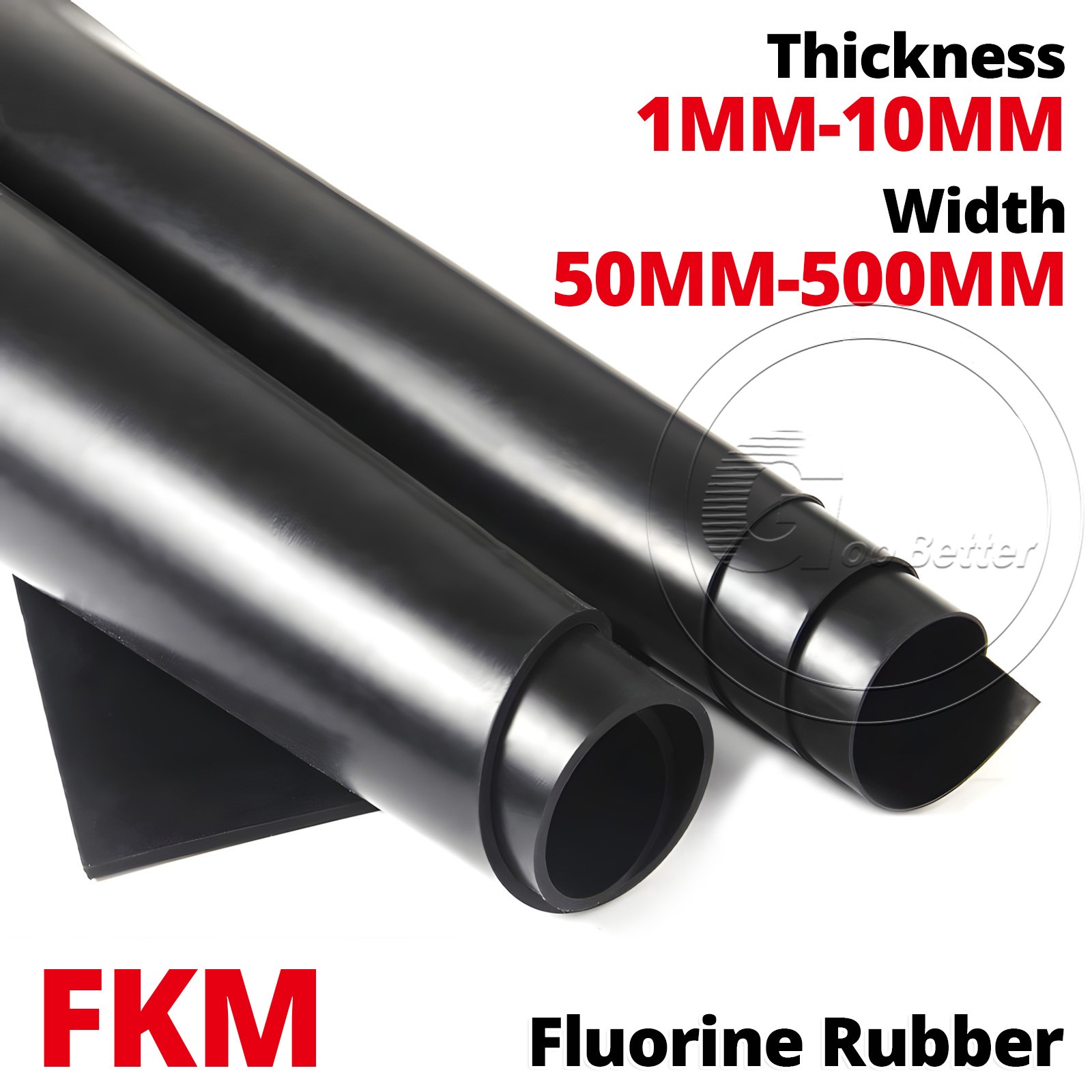 Smooth Rubber Sheet Fluororubber High Temp/Oil/Acid Resistant 50mm-500mm Breite gallery