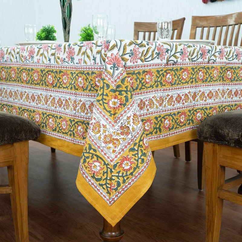 Hand Block Printed Tablecloth, Wedding Gift, Use for Dining Table Decor gallery