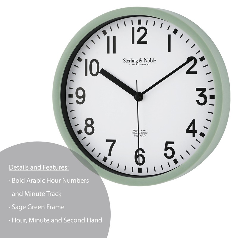 (4 pack) Basic Indoor 8.78" Sage Analog Round Modern Wall Clock gallery