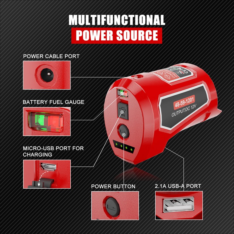Replace for Milwaukee M12 Battery Adapter Heated Jacket 48-59-1201 49-24-2310 gallery