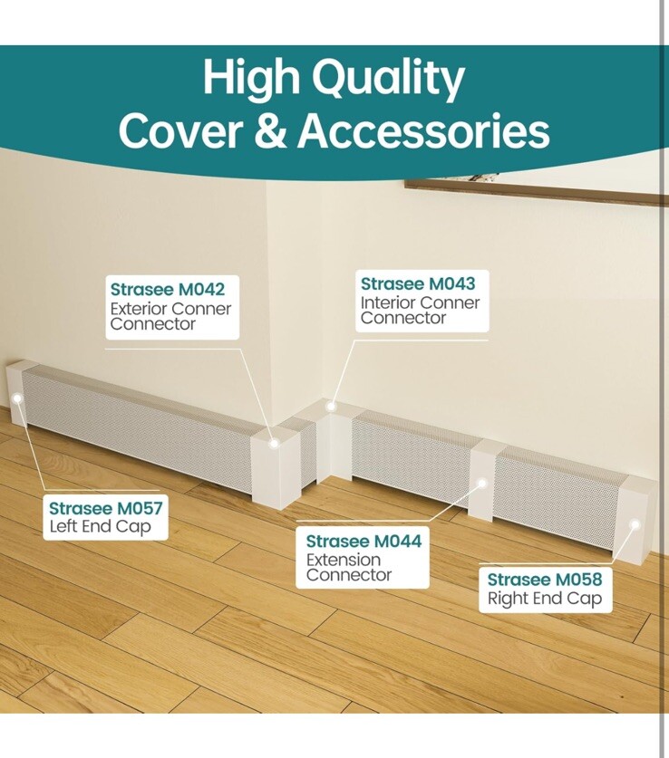 3Ft White Baseboard Heater Radiator Cover Kit W/ Left & Right End caps Steel gallery