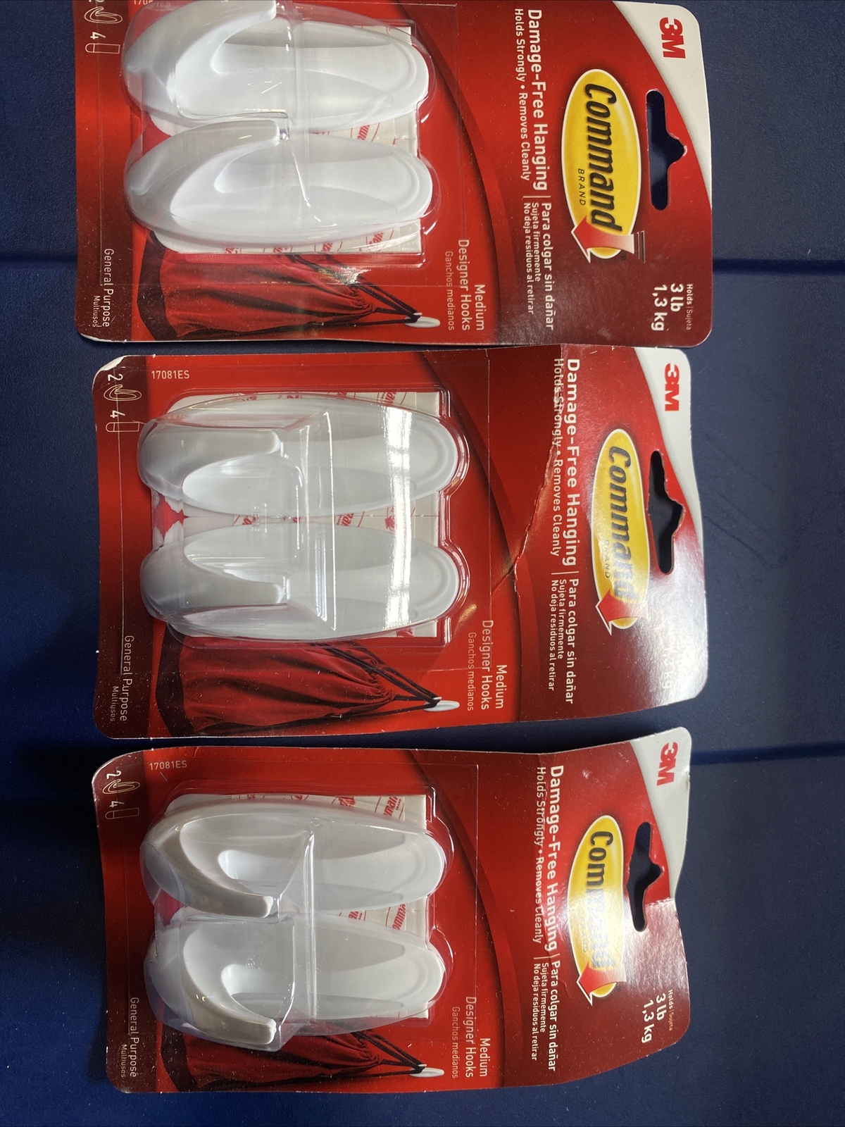 6 Hooks - 3M Command Medium Designer Hooks (6 Hooks / 12 Strips) - Holds 3 lbs gallery