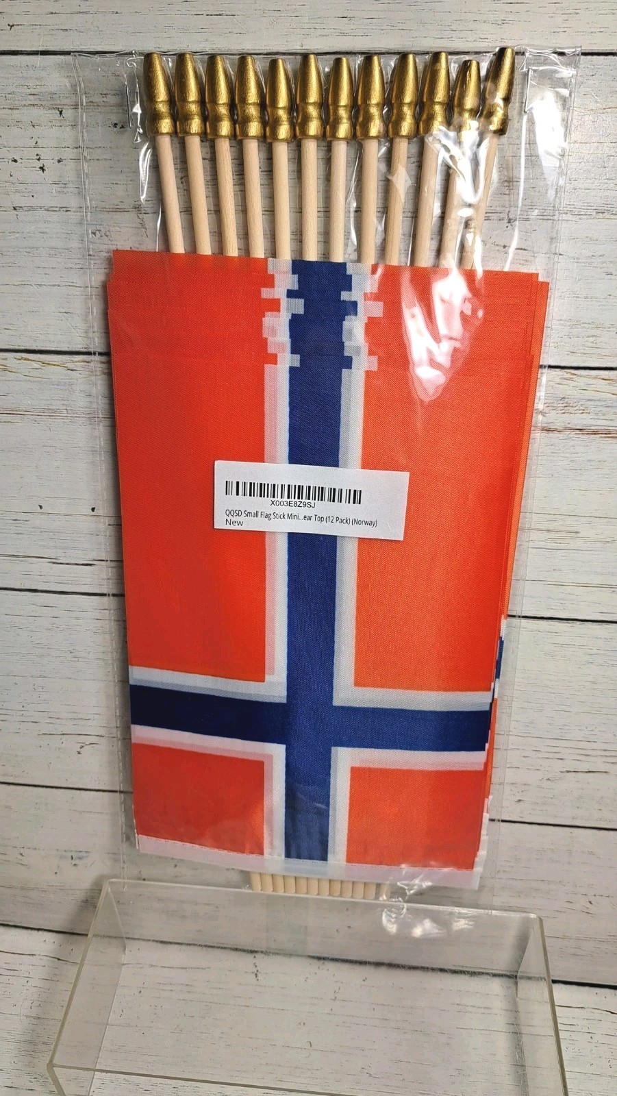 Norway Small Flag Norwegian Stick Mini Hand Held Flags Solid Wooden Pole 12pk gallery