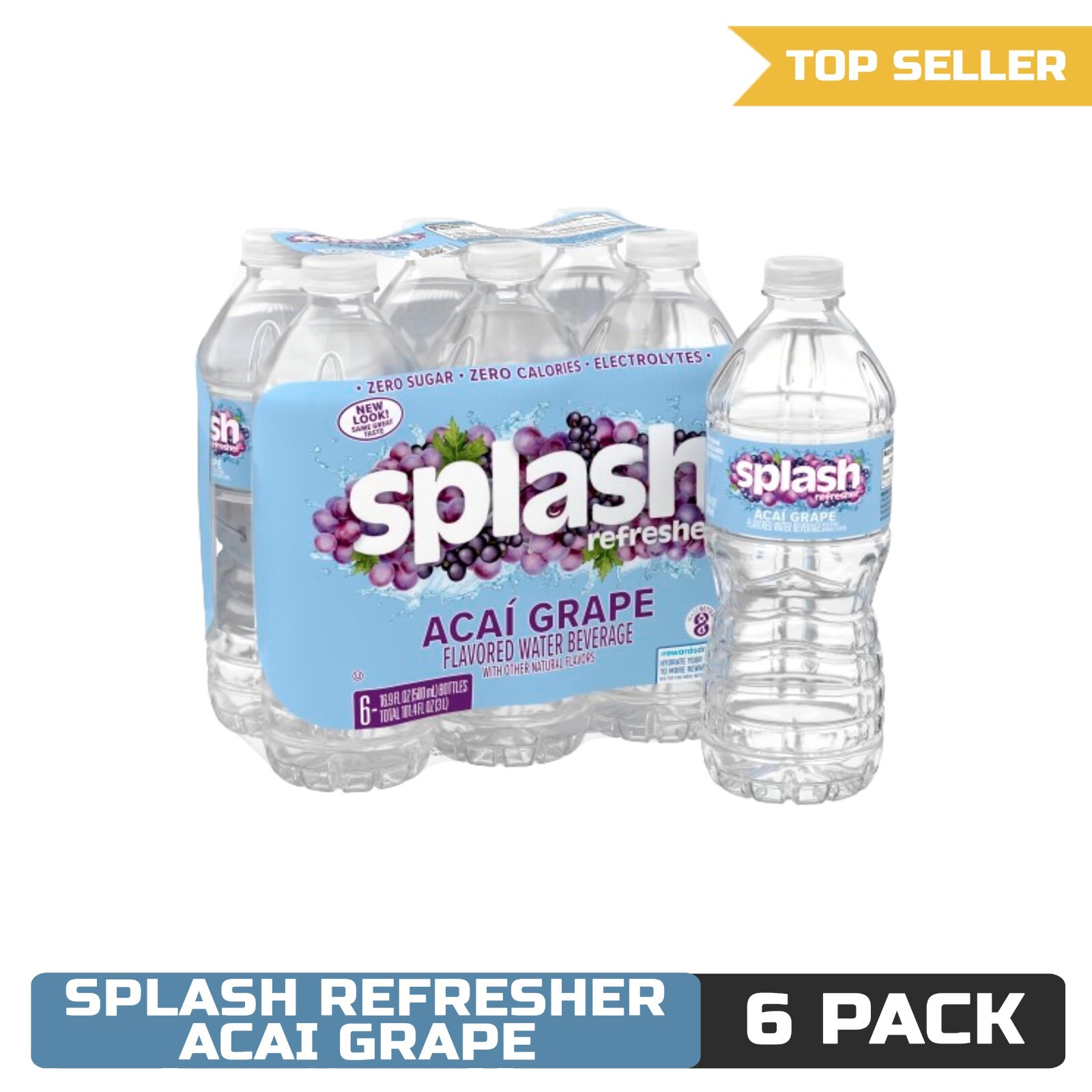 Splash Refresher Acai Grape Flavored Water, 16.9 Fl Oz, Plastic Bottle Pack of 6 gallery