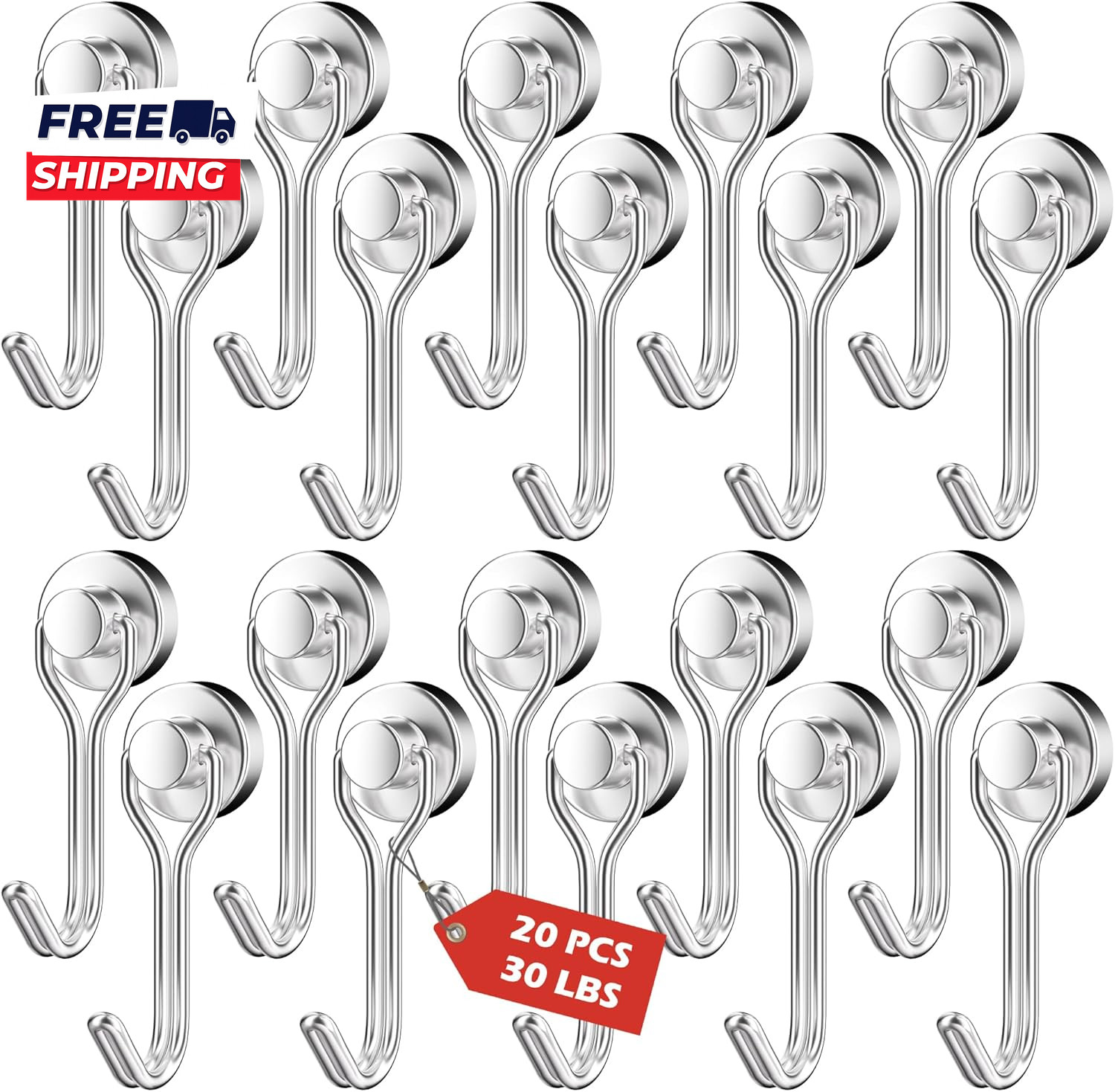 20Pack Magnetic Hooks 30Lbs+ Swivel Swing Magnet Hooks Heavy Duty Strong Magnets gallery
