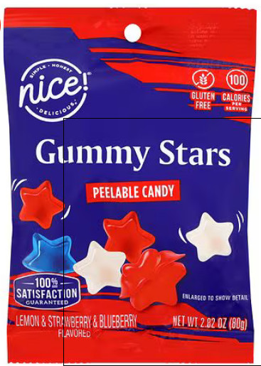 Nice! Gummy Stars Peelable Candy Lemon Strawberry Blueberry 2.82oz Viral TIKTOK gallery