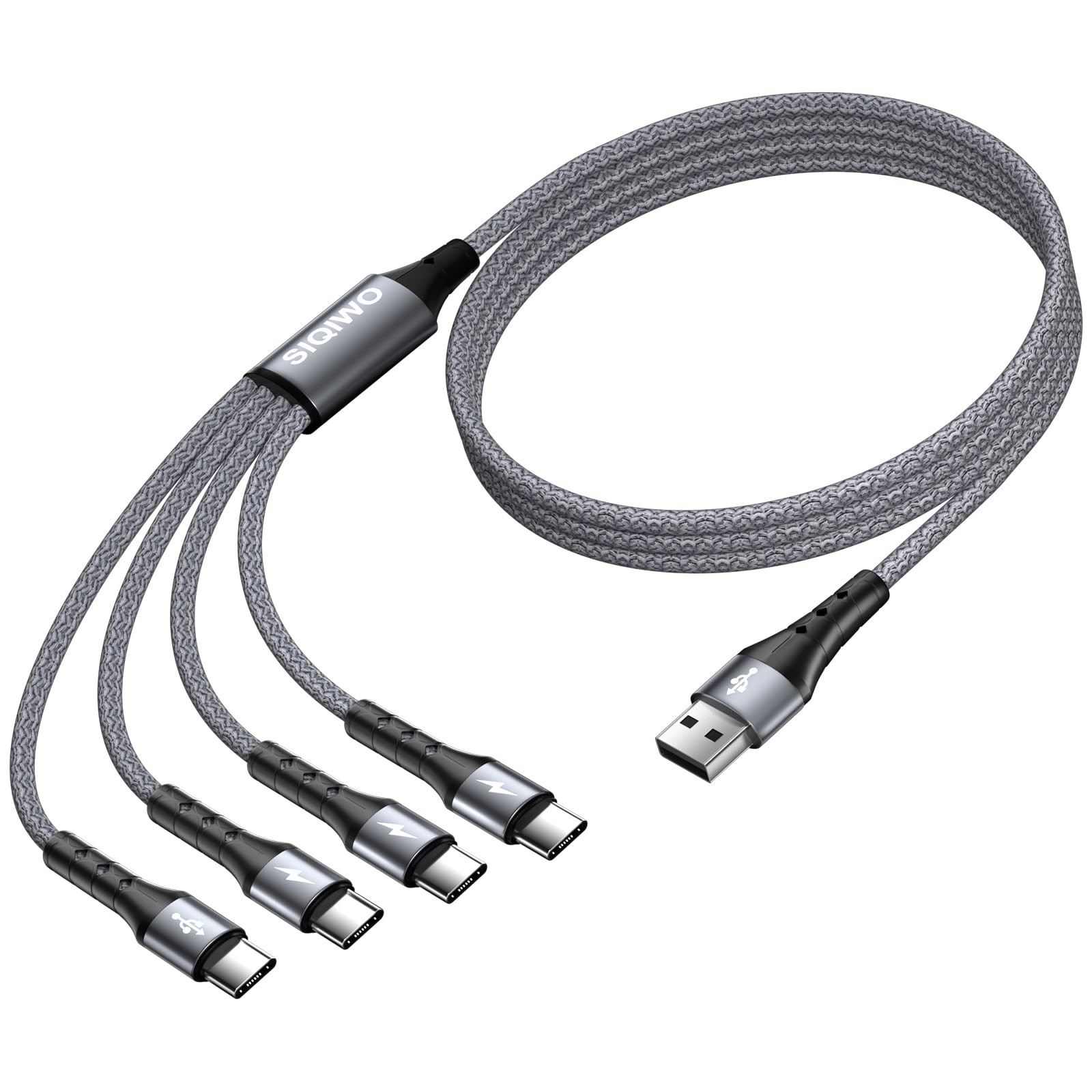 SIQIWO Multi USB C Cable Fast Charging, [4FT/2 Pack] QC 3.0(3A) USB C Splitter C gallery