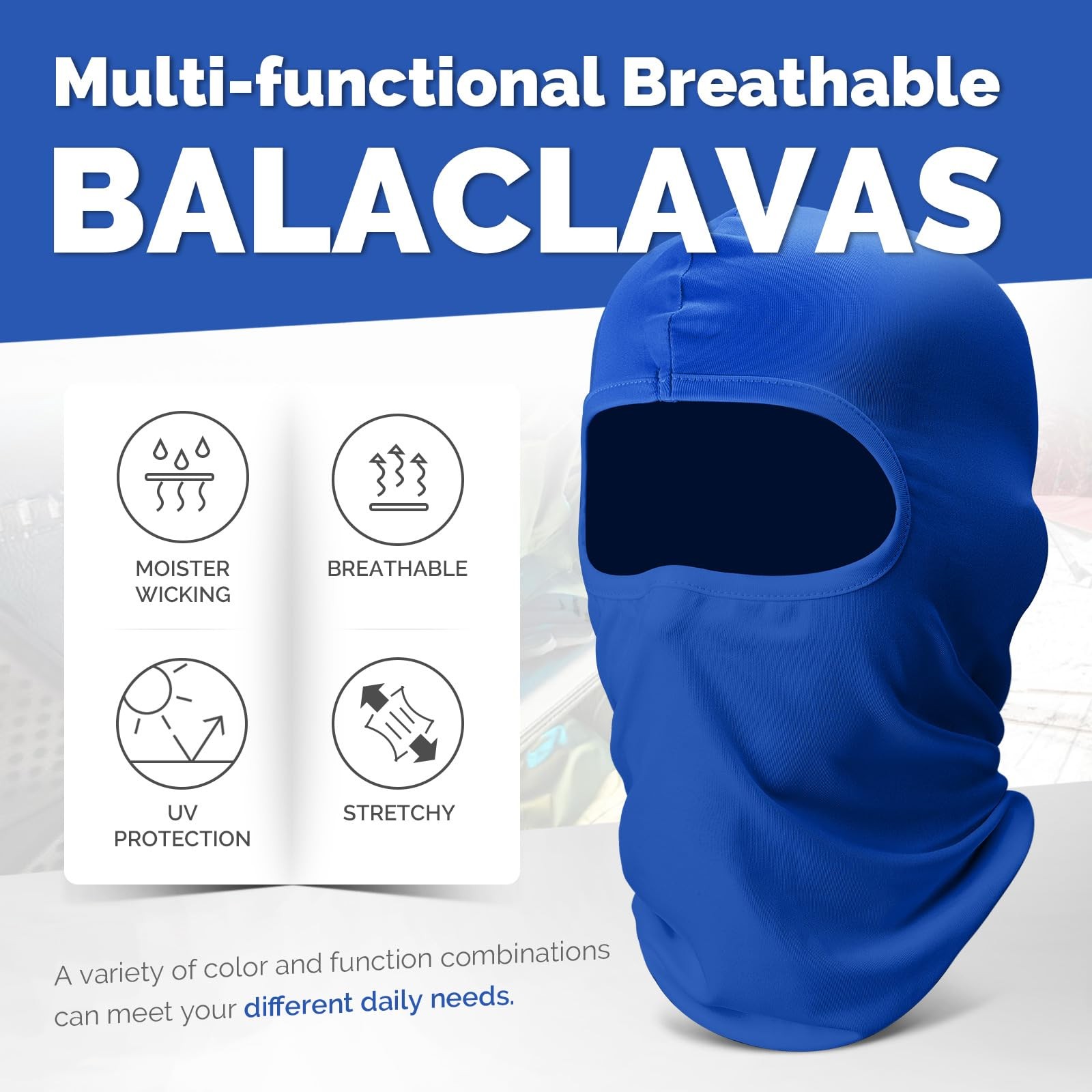 6 Pack Balaclava Ski Face Mask: Cooling Neck Gaiter Full Head One Size, Black gallery