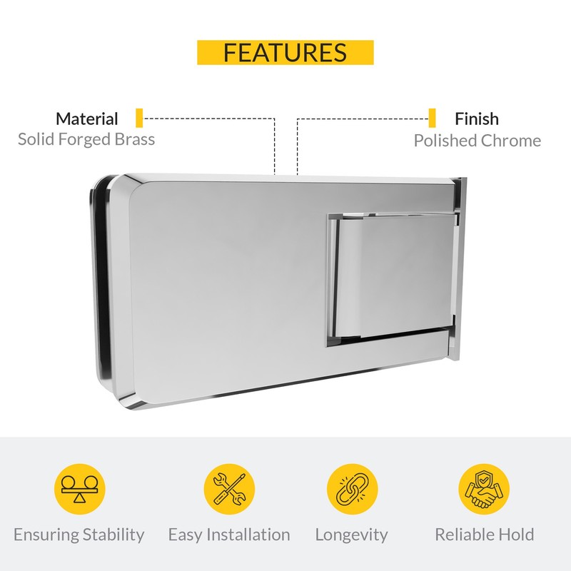 Wall Mount Hinge With Offset Back Plate Type Polished Chrome Finish gallery