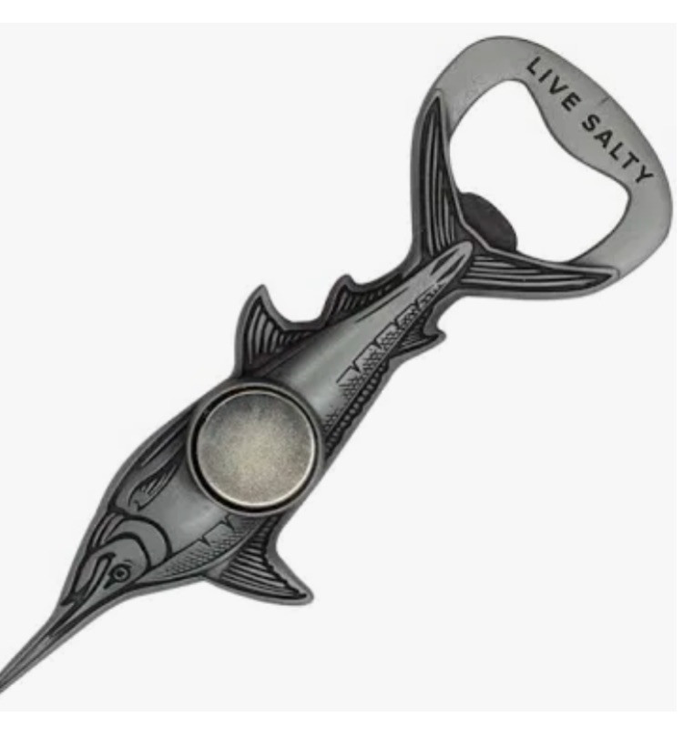 Salt Life Frothy Marlin Refrigerator Magnet Bottle Opener Live Salty Pewter NEW gallery