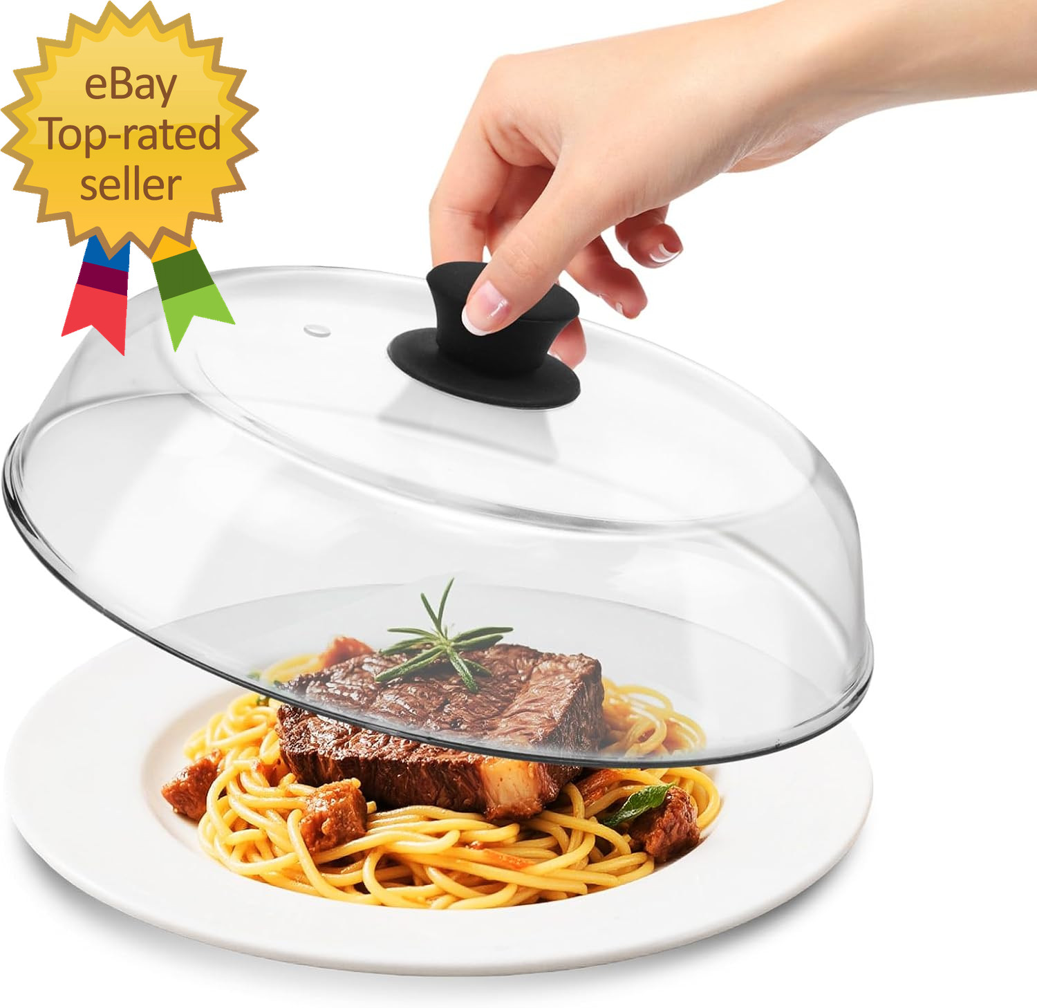 10In Glass Microwave Splatter Cover for Food Plate Lid with Vent Holes & Easy gallery