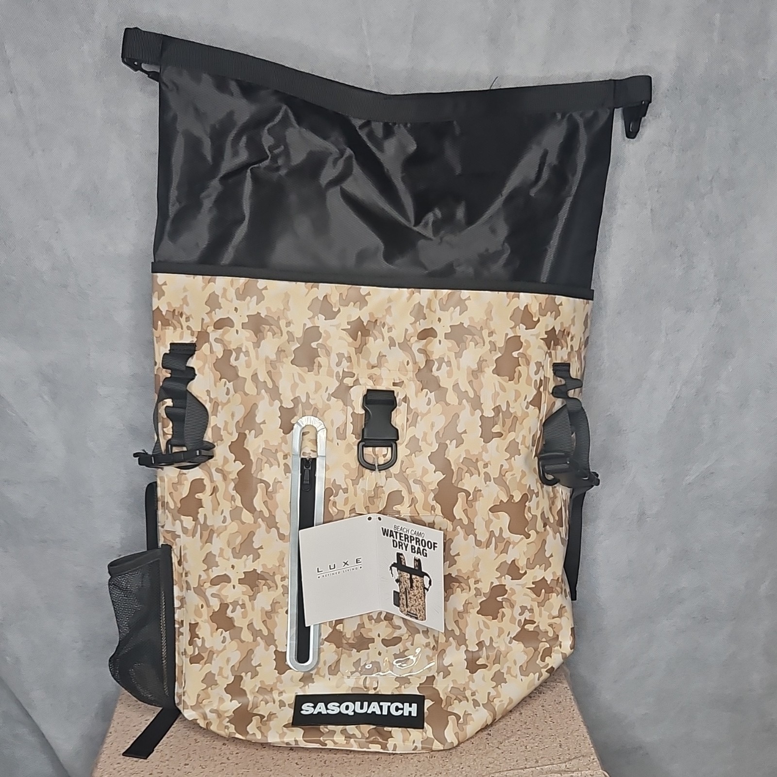 Sasquatch Beach Camo Waterproof Hiking Backpack, Adjustable Straps, 2 Pockets 3