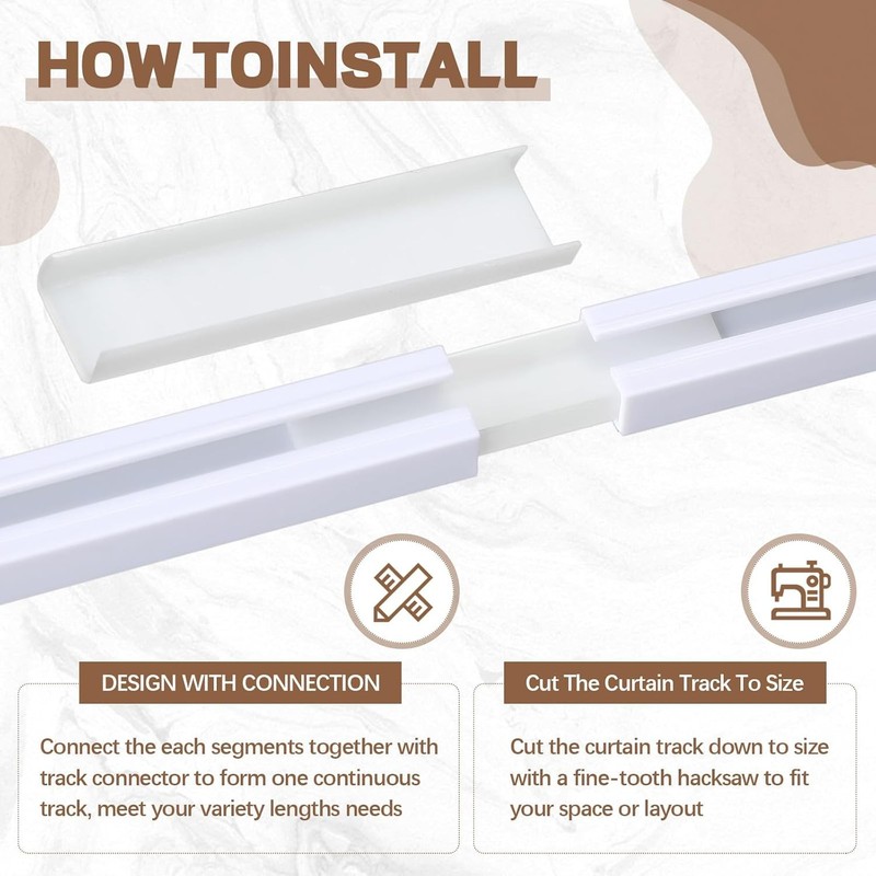 11 FT/126 IN Self Adhesive Ceiling Curtain Track Rail No Drill Rod Screws or gallery
