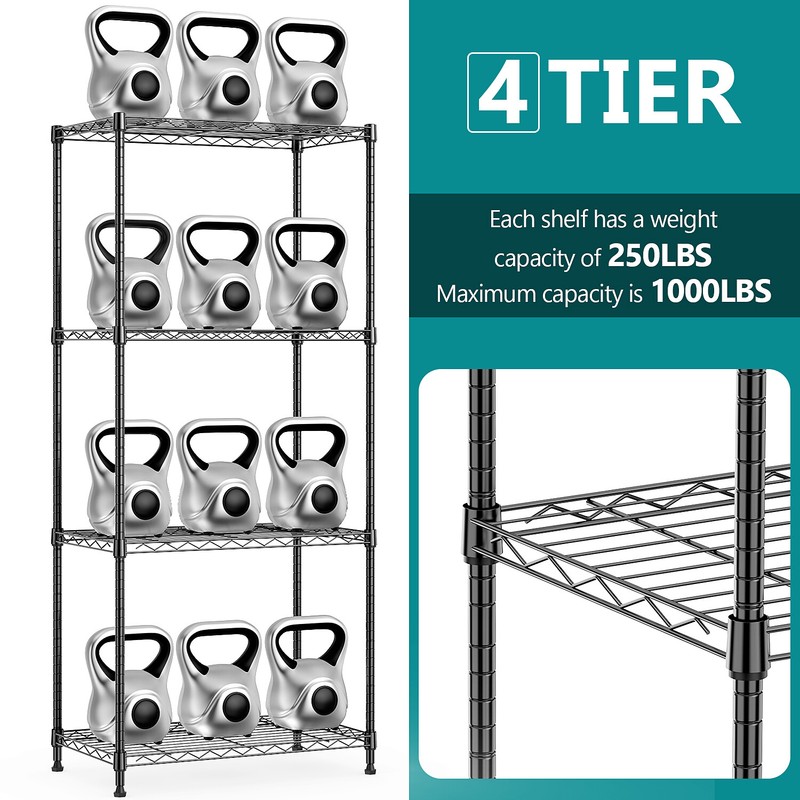 5-Tier Garage Rack Wire Unit Adjustable Storage Shelf Steel Heavy Duty Black 63" gallery