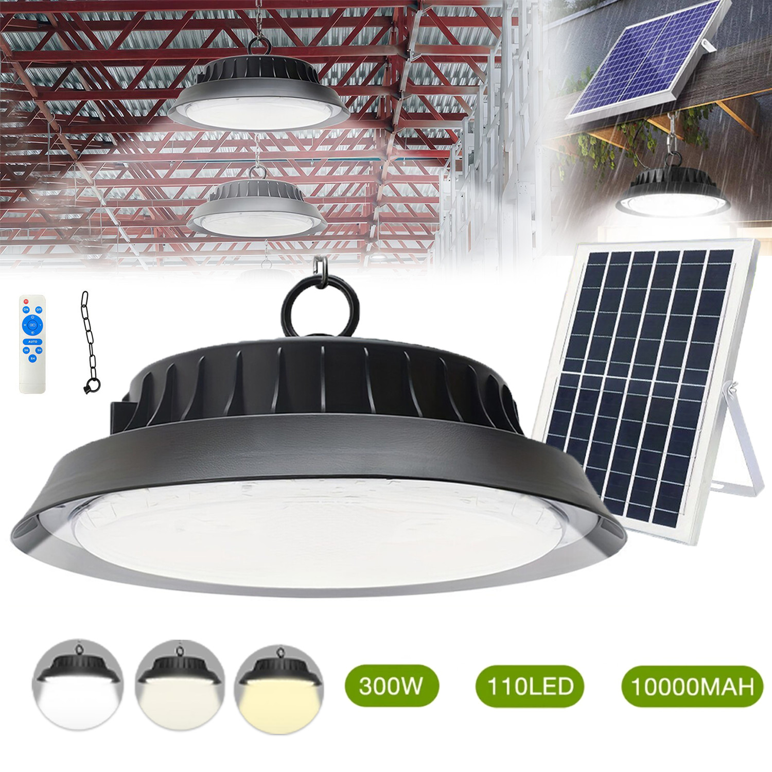 300W Solar Pendant Light Outdoor Indoor Solar Powered Motion Sensor Shed Light gallery