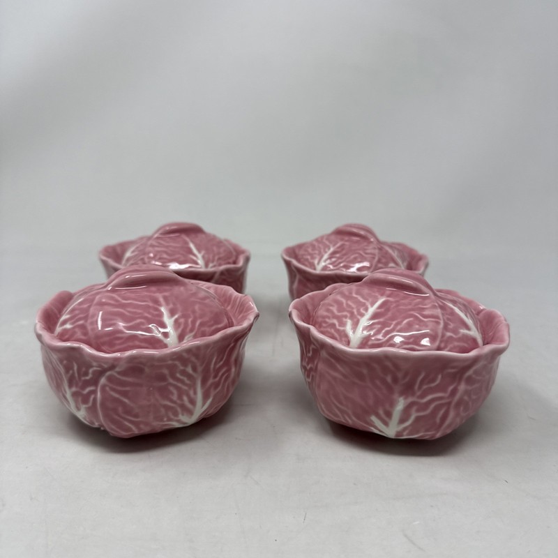 Creative Co-op Stoneware Pink Cabbage Mini Tureen, Set of 4 Lidded Small Bowls gallery
