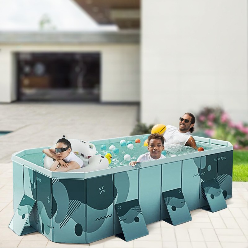 2.1M Rectangular Above Ground Swimming Pool Outdoor Adult Kiddie Pool Foldable gallery