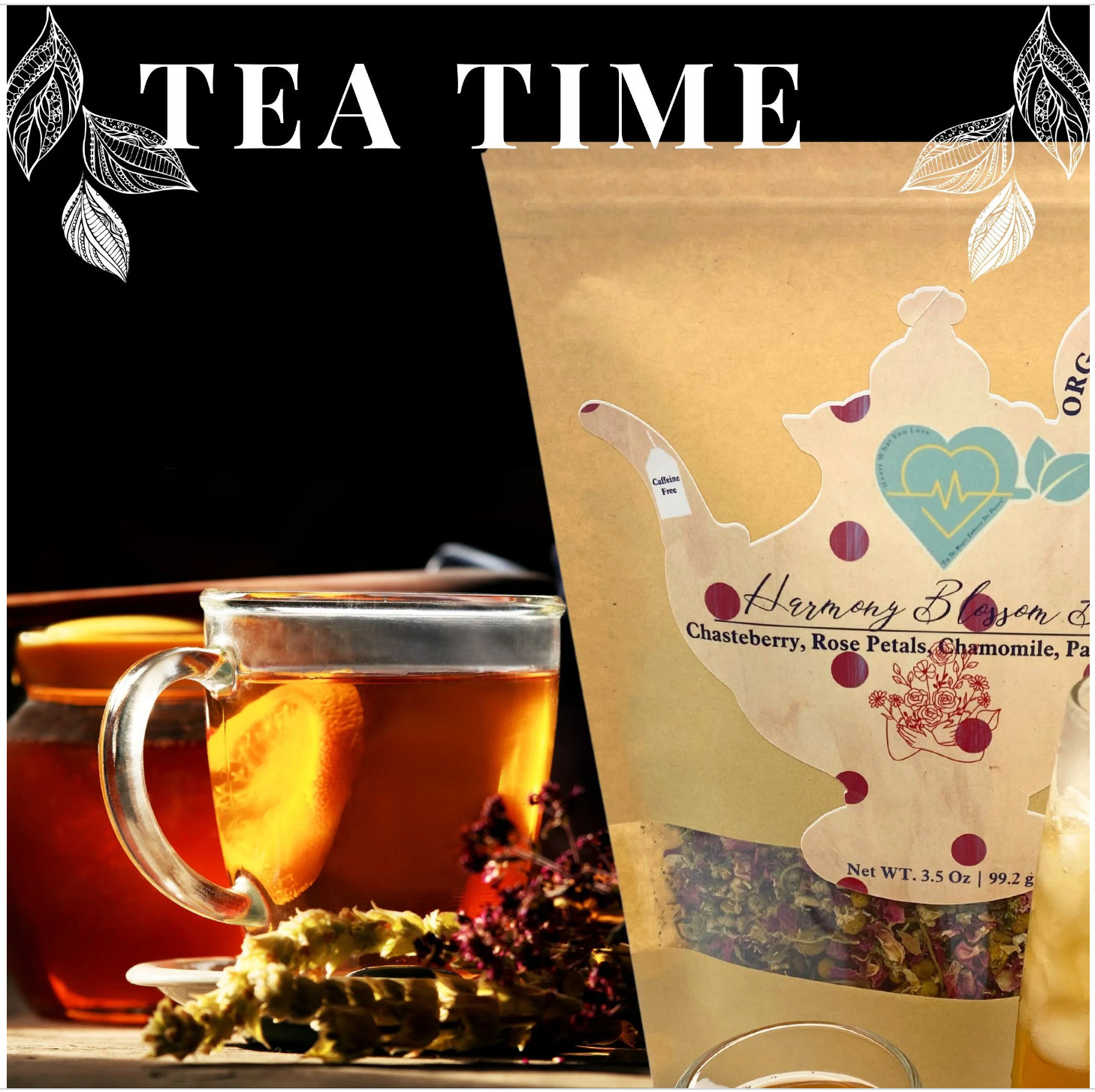 Balancing Herb Blend Chasteberry, Rose, Papaya Leaf Tea Loose Herb Infuse 3.5 oz gallery