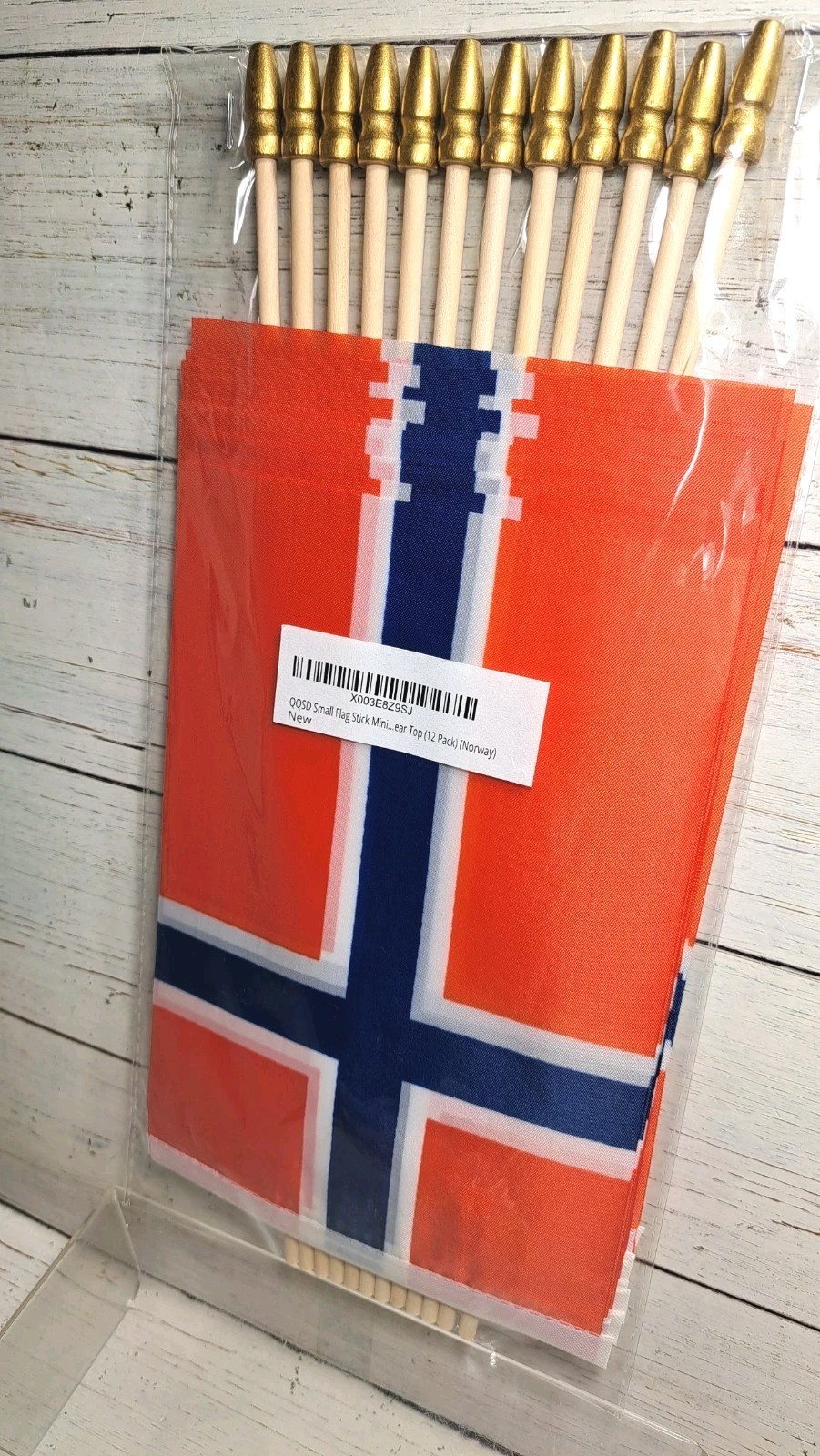 Norway Small Flag Norwegian Stick Mini Hand Held Flags Solid Wooden Pole 12pk gallery