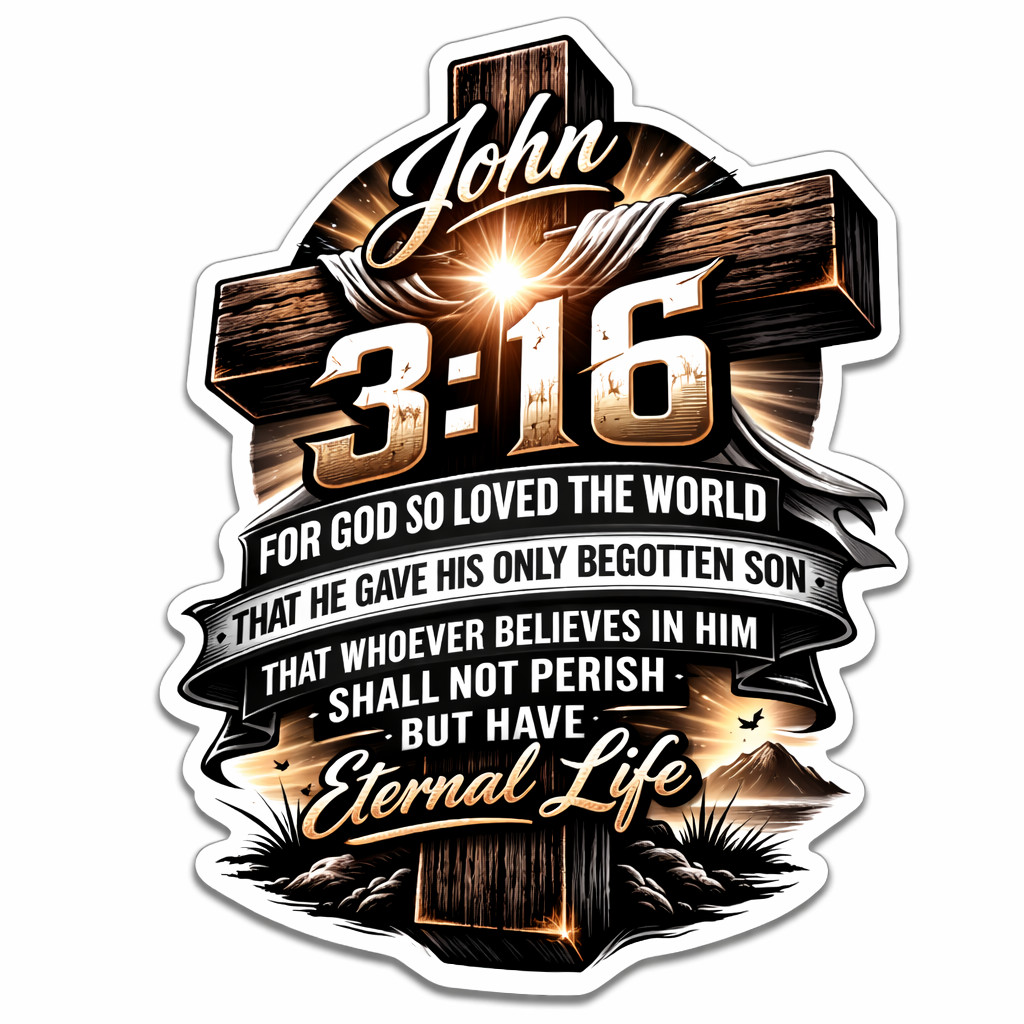 Christian Cross Vinyl Decal Sticker John 3:16 Religious Jesus Crown 16 gallery