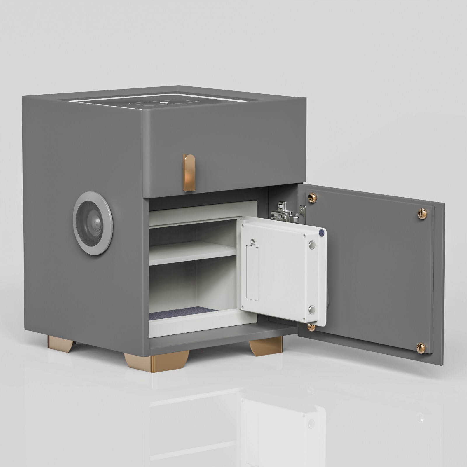 Double Drawer Smart Bedside Table with Safe (Dark Gray) gallery