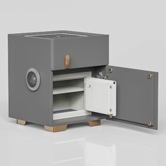 Double Drawer Smart Bedside Table with Safe (Dark Gray)