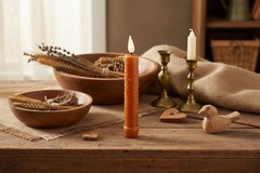 Primitive Rustic 6.25″ Orange Colored LED Taper Candle w/ Timer
