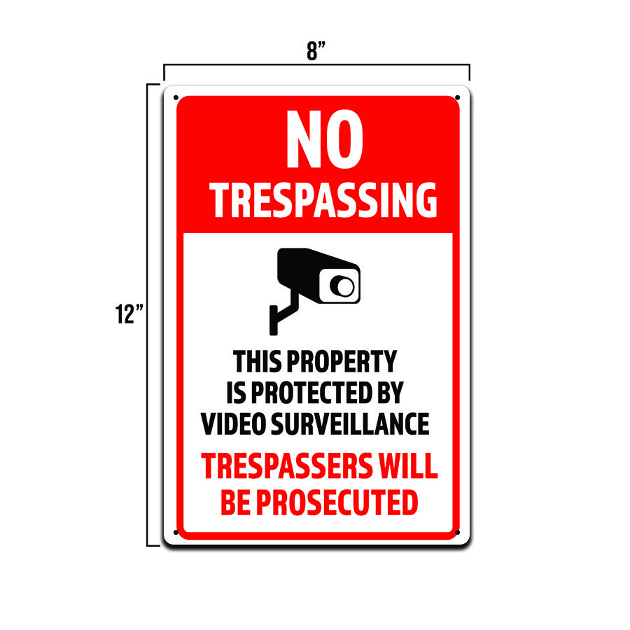 Private Property No Trespassing Soliciting Loitering Video Aluminum sign 8x12 gallery