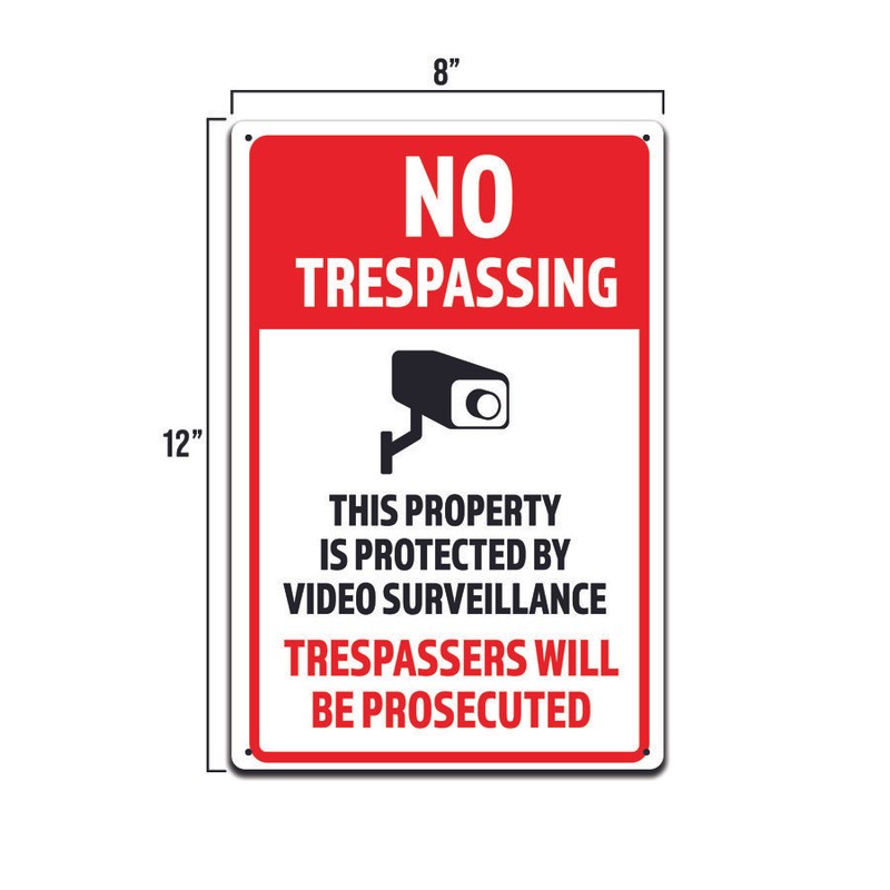 Private Property No Trespassing Soliciting Loitering Video Aluminum sign 8x12 gallery