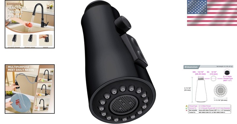 Kitchen Sink Sprayer, Pause Mode, Matte Black gallery
