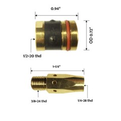 Gas Diffusers + Nozzle Adapters Set 169-728 169-729 Miller M-25/M-40 Replacement