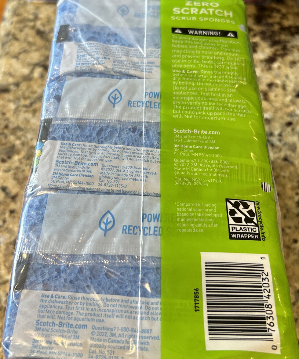 Scotch-Brite ZERO SCRATCH BLUE Scrub Sponges 24 Individual Wrapped Scrub Sponges gallery