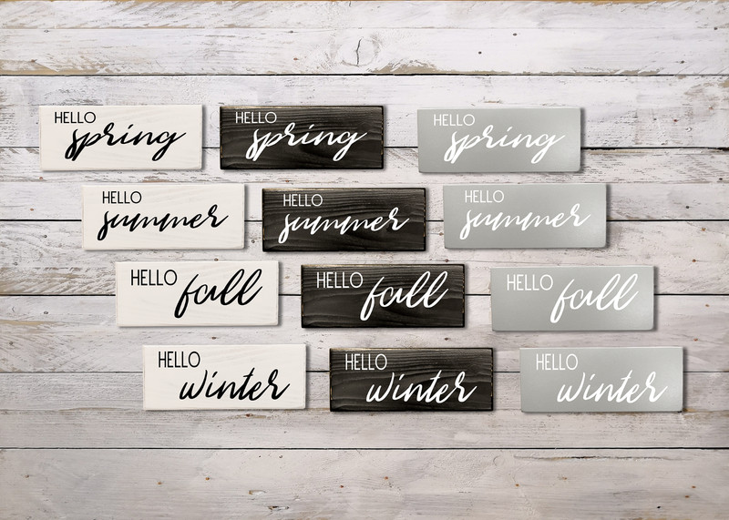 Hello Seasons (Spring, Summer, Fall, Winter) Handmade Minimalist Wood Sign Decor gallery