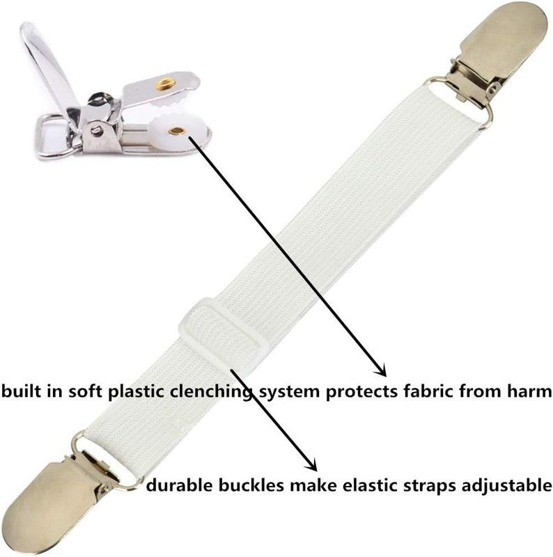 Elastic Bed Sheet Holder Clips - 4 Pack Adjustable Fasteners for Secure Sheets gallery
