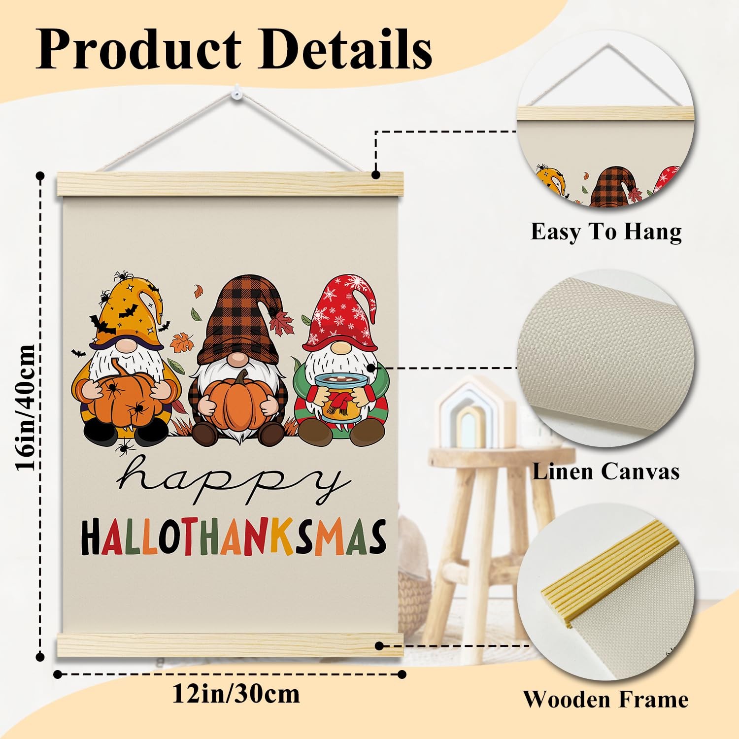 Happy Hallothanksmas Posters Hanger Frame Hanging Poster for Home Office BedR... gallery