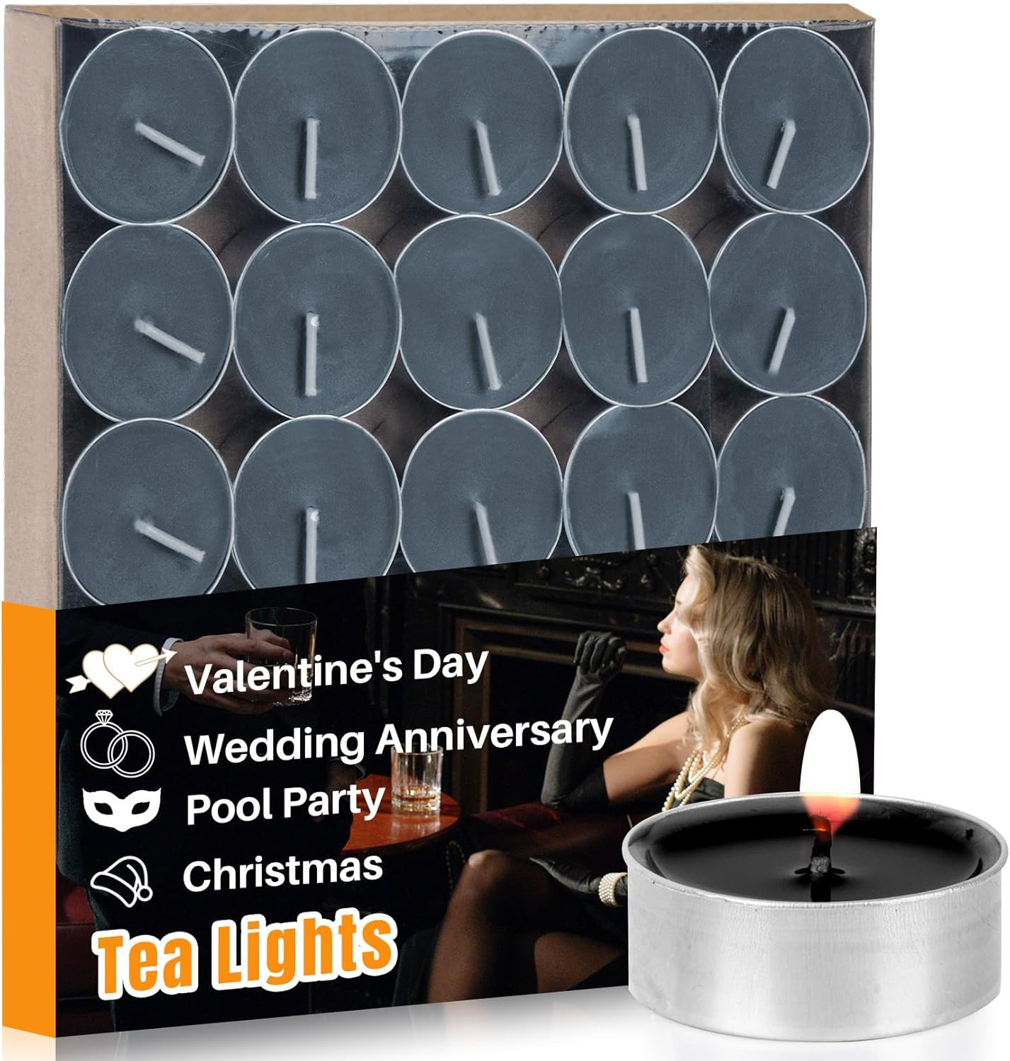 Black Tealight Candles Bulk - Mini Votive Tea Tree Lights Tea Lights Candles wit gallery