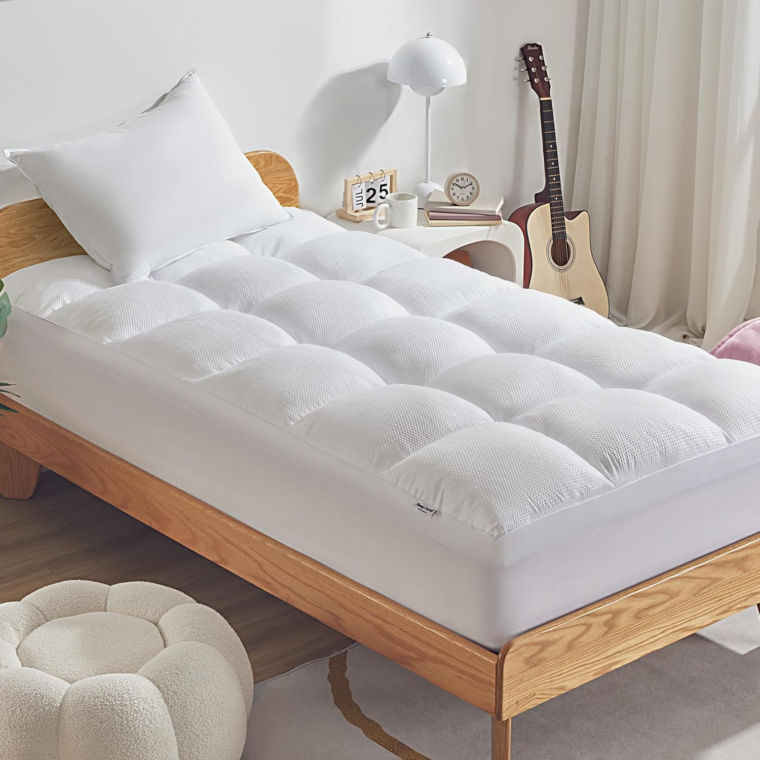 SLEEP ZONE Mattress Topper Twin Size, Extra Thick Fitted Mattress Pad for Back P gallery