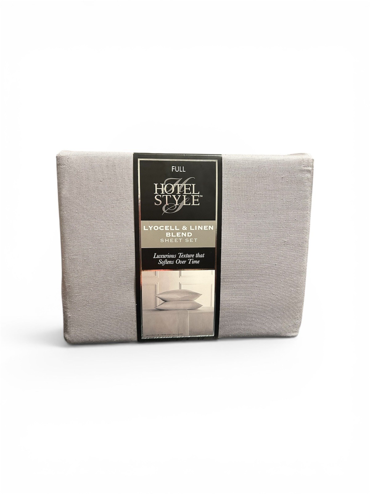 Hotel Style 4 Piece Lyocell & Linen Blend Bed Sheet Set, Full, NEW, Grey/Mother gallery