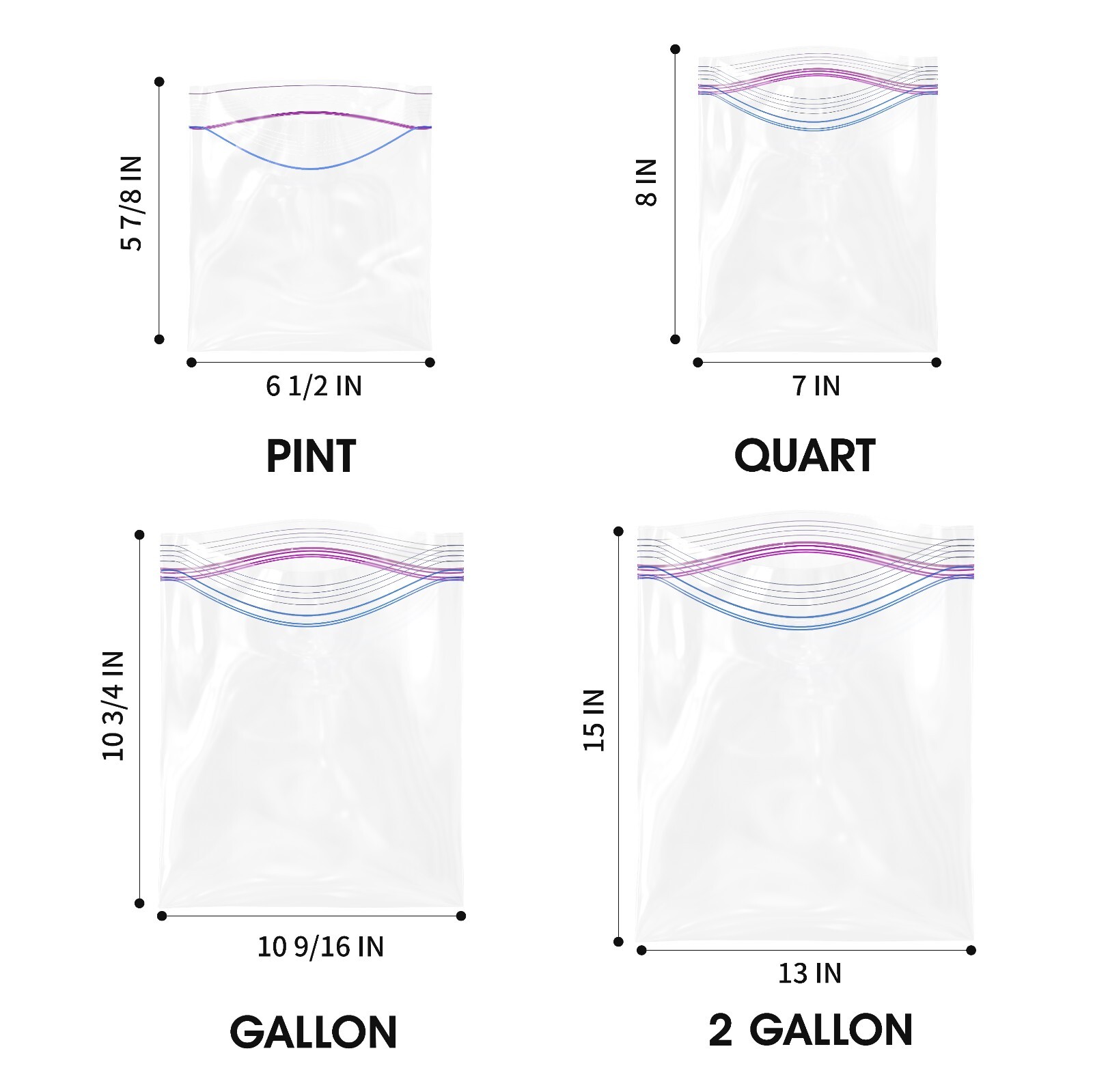 Food Storage Zip-lock Bags, Thick & Double Zipper Seal, Food Grade, Value Pack gallery