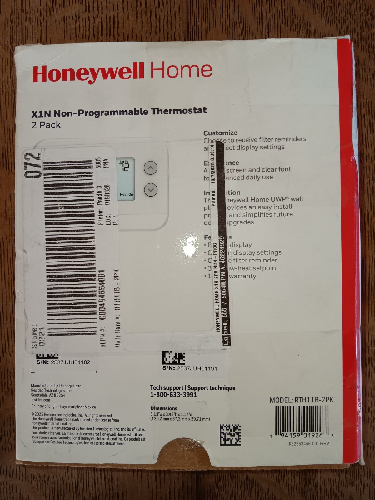 Honeywell Home X1N Non-Programmable Thermostat RTH11B - 2-Pack gallery