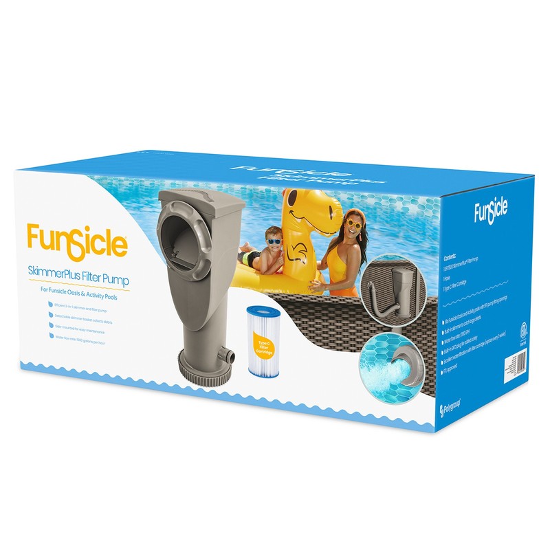 Funsicle 1500 Gallon SkimmerPlus Filter Pump System for Above Ground Pool, Gray gallery
