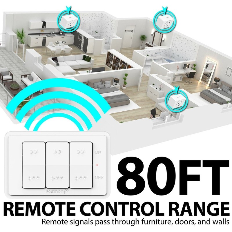 Wireless Remote Control 3 Outlet Plug On OFF Electrical Grounded Wall Switch gallery