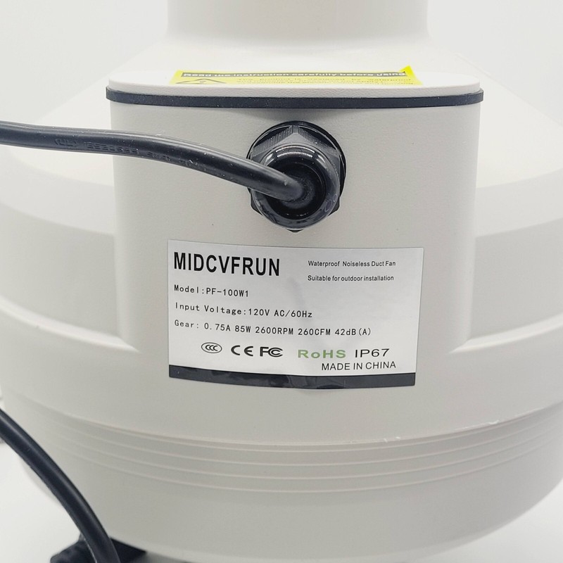4" 260CFM Inline Radon Mitigation Fan IP67 Waterproof Electric Duct Blower gallery