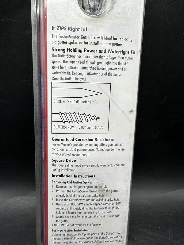 FastenMaster 7" White Gutter Screws (10 screws total) for 5" Gutters gallery