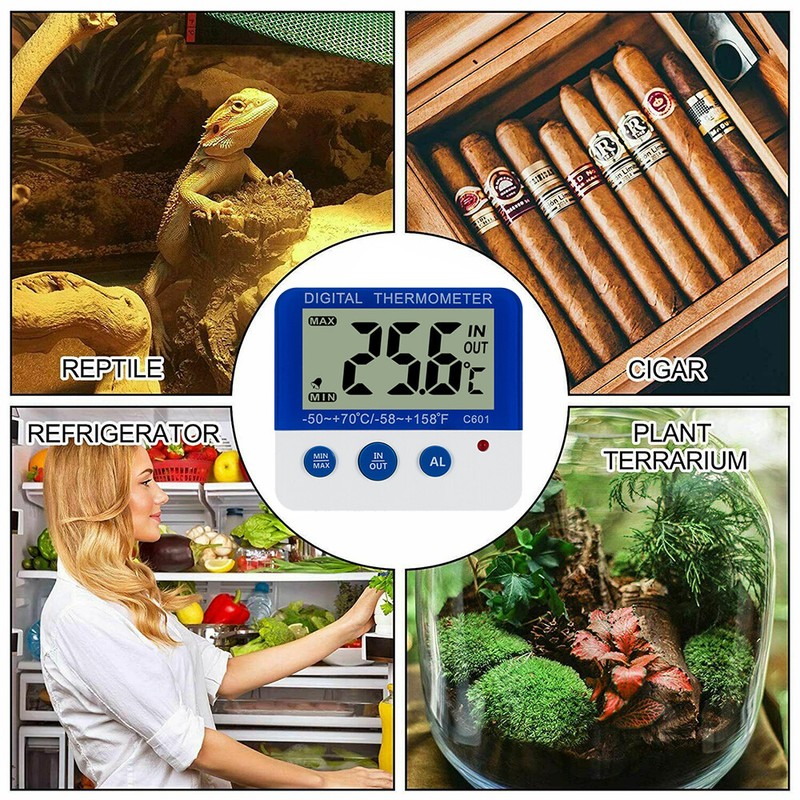 Digital Thermometer ℃/℉ LED Electronic Temperature Freezer Alarm Magnet Stander gallery